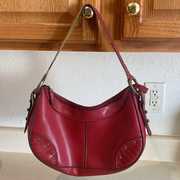 Vintage Y2K Red Vegan Leather Studded O-Ring Shoulder Bag❣️ - Picture 2 of 8